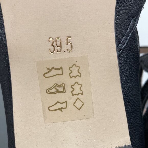 All Black the Brand Anthropologie Black Leather Cut Out Peep Toe Mary Jane Heels - Picture 9 of 12